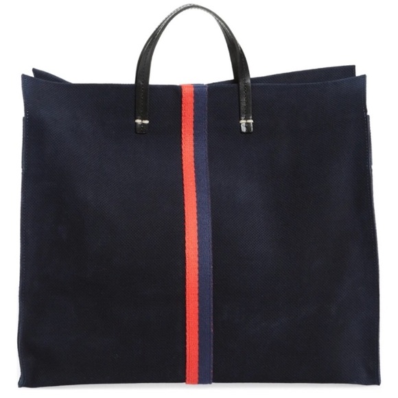 Clare V Simple Perforated Navy Suede Tote - Picture 1 of 11